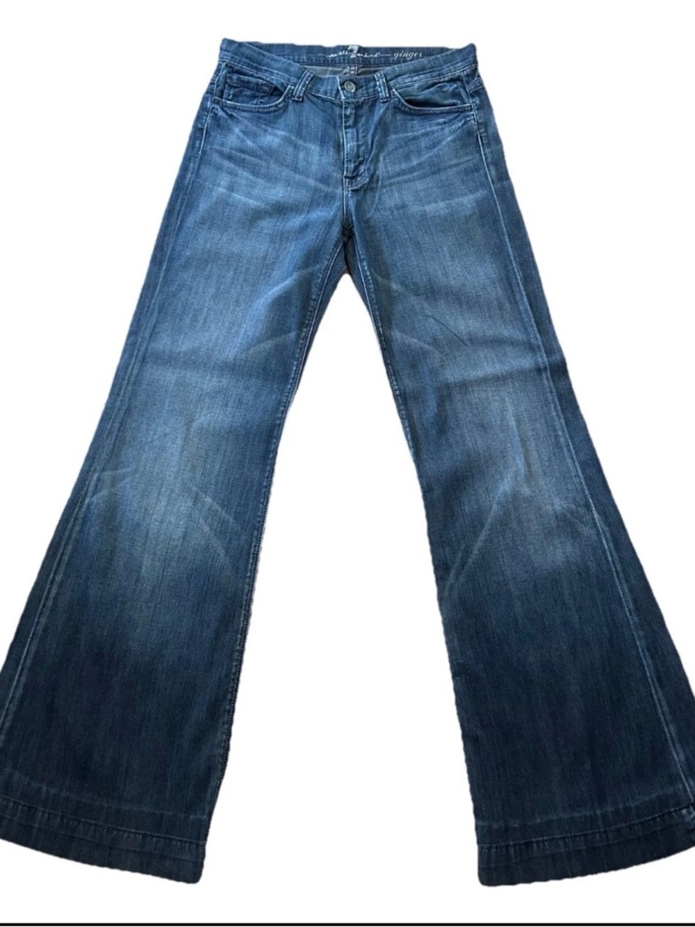 Y2K 7 For All Mankind Wide Leg Flared Jeans Size 28 Short - Mid Rise 30x31